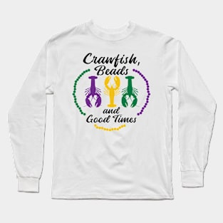 Mardi Gras Beads Carnival Crawfish Party Drinking Long Sleeve T-Shirt